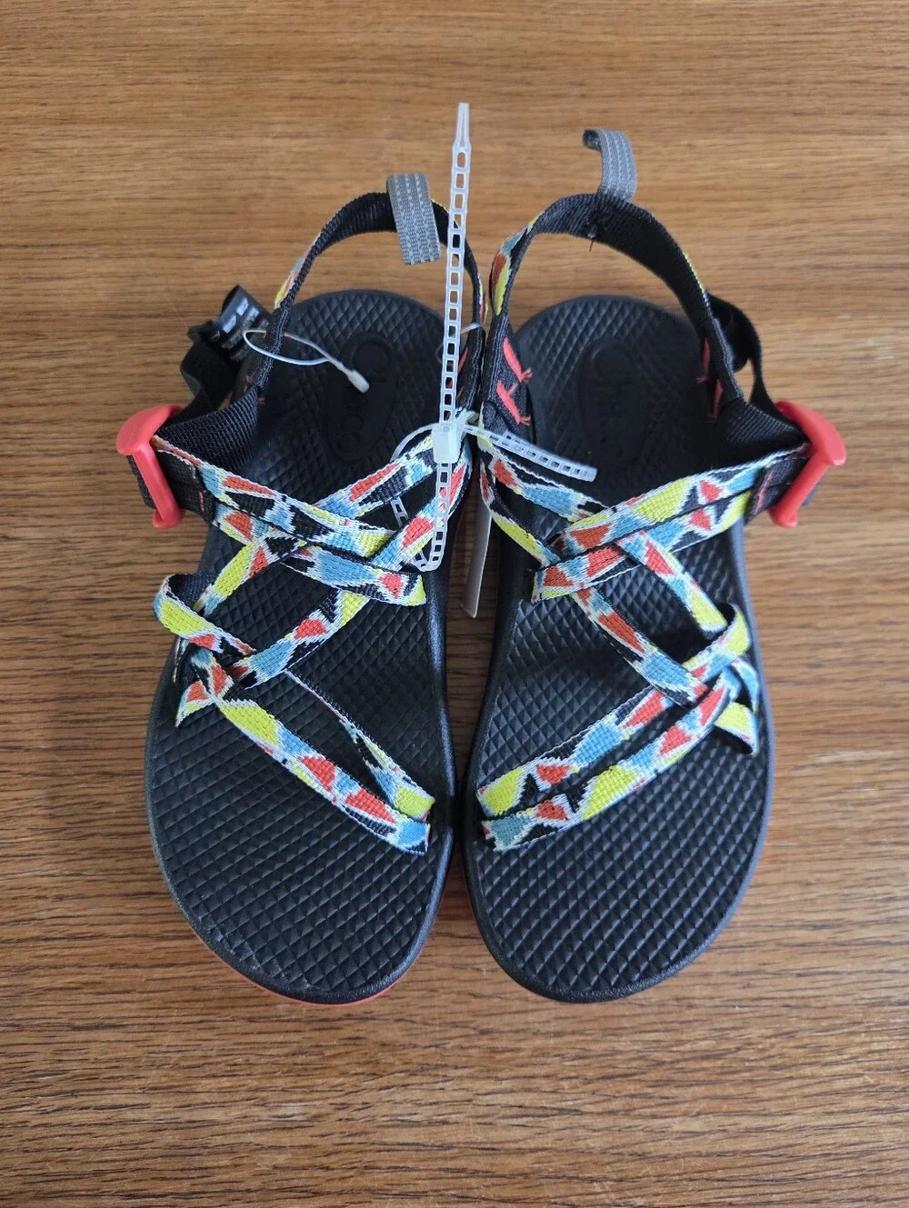 NWOT Chaco Kids ZX/1 Ecotread Sandal Size 2 Blue Yellow Red Black Geometric